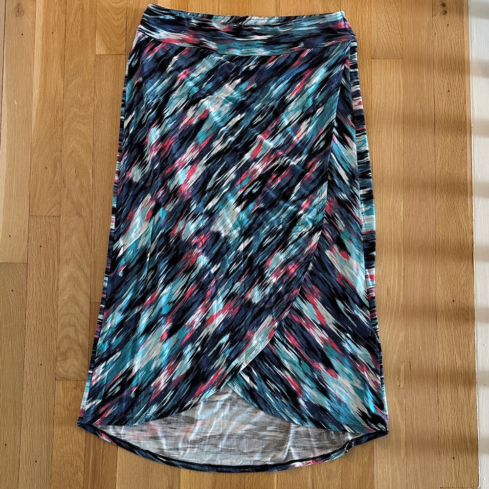 Dakini Asymmetrical Skirt in Blue and Pink Pattern